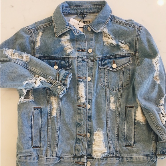 topshop distressed denim jacket